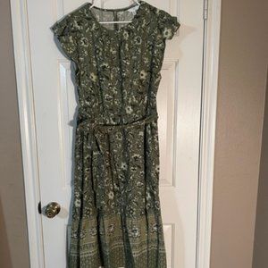 Women's Printed Midi Dress with Flutter Sleeves - Size XL(16-18) WITH POCKETS